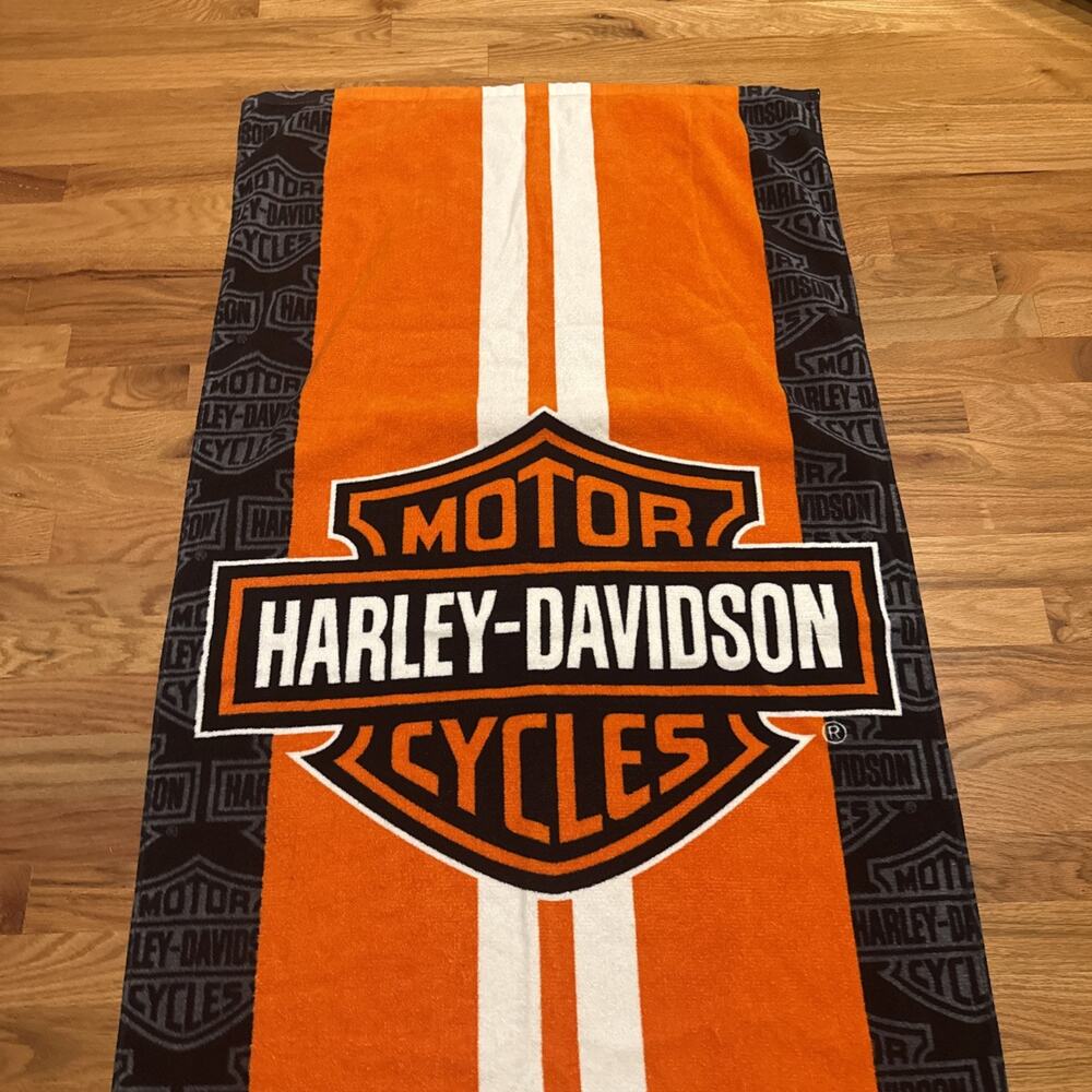 Racing Stripe Harley Davidson Beach Bath Pool Towel Motorcycle Biker 28 X 57” - Picture 3 of 5